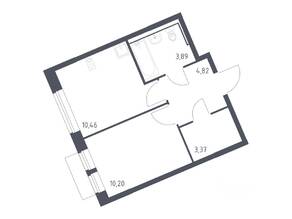 ЖК «Молжаниново», планировка 1-комнатной квартиры, 32.74 м²