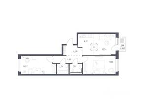 ЖК «Новое Видное», планировка 2-комнатной квартиры, 60.04 м²