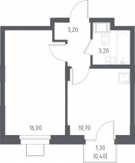 МФК «Люберцы 2023», планировка 1-комнатной квартиры, 34.90 м²