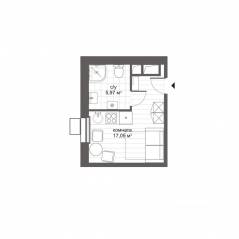 Апарт-комплекс «CitiMix Новокосино», планировка студии, 23.22 м²