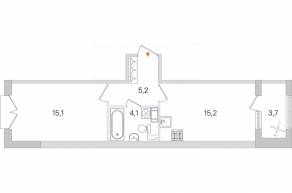 МЖК «Дубровский», планировка 1-комнатной квартиры, 41.45 м²