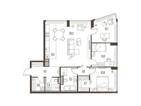 ЖК «High Life», планировка 4-комнатной квартиры, 105.10 м²