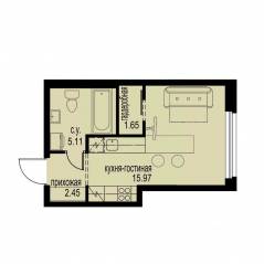 ЖК «ID Murino III», планировка студии, 25.18 м²
