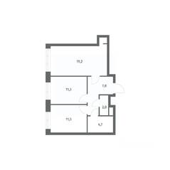 ЖК «NEWПИТЕР», планировка 2-комнатной квартиры, 56.25 м²