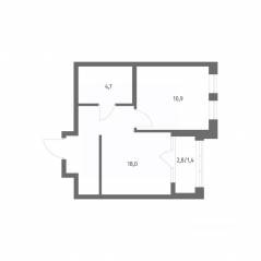 ЖК «NEWПИТЕР», планировка 1-комнатной квартиры, 35.10 м²