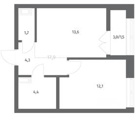 ЖК «NEWПИТЕР», планировка 1-комнатной квартиры, 37.50 м²