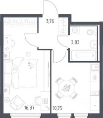 ЖК «Остафьево», планировка 1-комнатной квартиры, 34.71 м²