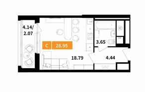 ЖК «Планерный квартал», планировка студии, 28.95 м²