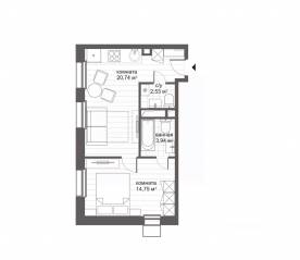 Апарт-комплекс «CitiMix Новокосино», планировка студии, 41.96 м²