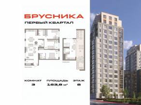 ЖК «Первый квартал», планировка 3-комнатной квартиры, 163.80 м²