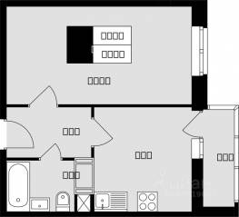 ЖК «Красная горка», планировка 1-комнатной квартиры, 34.30 м²