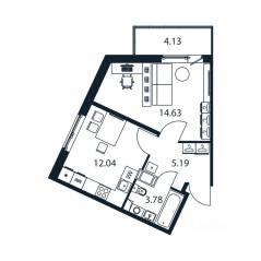 ЖК «Полис ЛАВрики», планировка 1-комнатной квартиры, 35.20 м²