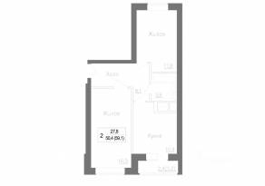 МЖК «Новое Замитино», планировка 2-комнатной квартиры, 60.00 м²