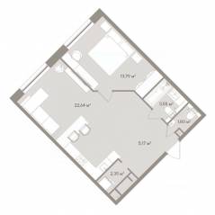 Апарт-комплекс «D'oro Mille», планировка 2-комнатной квартиры, 53.20 м²
