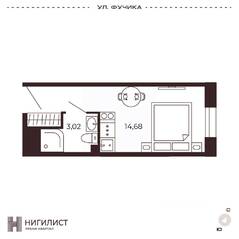 МФК «Нигилист (Concept)», планировка 1-комнатной квартиры, 17.63 м²
