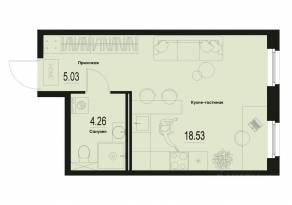 ЖК «ID Murino III», планировка студии, 27.82 м²