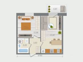 ЖК «Эко-квартал Гармония», планировка 1-комнатной квартиры, 36.31 м²
