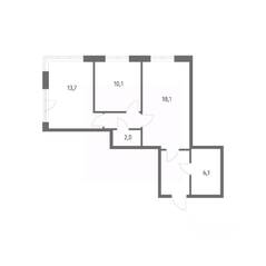 ЖК «NEWПИТЕР», планировка 2-комнатной квартиры, 58.00 м²
