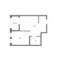 ЖК «NEWПИТЕР», планировка 1-комнатной квартиры, 38.80 м²