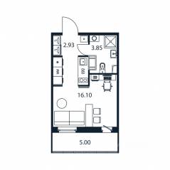 ЖК «Полис ЛАВрики», планировка студии, 22.50 м²