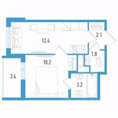 ЖК «Aerocity 5», планировка 1-комнатной квартиры, 31.40 м²