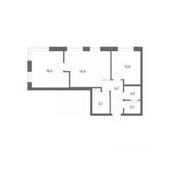 ЖК «NEWПИТЕР», планировка 2-комнатной квартиры, 65.75 м²