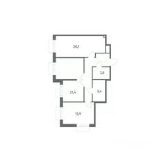 ЖК «Парусная 1», планировка 2-комнатной квартиры, 76.00 м²