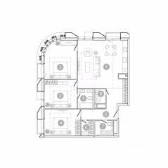 ЖК «UNO. Соколиная гора», планировка 4-комнатной квартиры, 107.20 м²