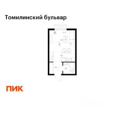 ЖК «Томилинский бульвар», планировка студии, 24.40 м²