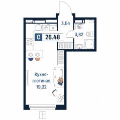 ЖК «Максималист», планировка студии, 26.48 м²