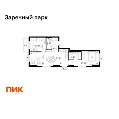 ЖК «Заречный парк», планировка 2-комнатной квартиры, 65.06 м²