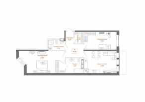 ЖК «Monodom Line», планировка 2-комнатной квартиры, 93.40 м²