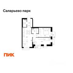 ЖК «Саларьево парк», планировка 2-комнатной квартиры, 55.60 м²