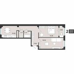 МЖК «Новокасимово», планировка 2-комнатной квартиры, 59.10 м²