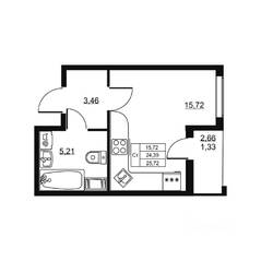 ЖК «Высота» (Бугры), планировка студии, 25.72 м²