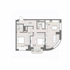 ЖК «Родина Парк», планировка 3-комнатной квартиры, 82.50 м²
