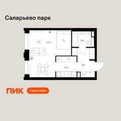 ЖК «Саларьево парк», планировка 1-комнатной квартиры, 35.40 м²