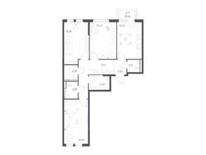 ЖК «Пригород Лесное», планировка 3-комнатной квартиры, 79.02 м²