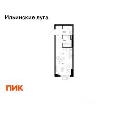 ЖК «Ильинские луга», планировка студии, 25.96 м²