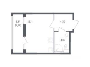 ЖК «Южная Нева», планировка студии, 25.70 м²