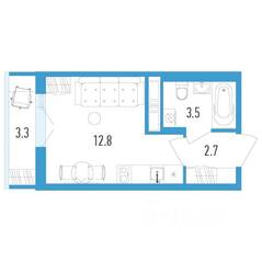 ЖК «Aerocity 4», планировка студии, 20.00 м²