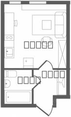 ЖК «Ювента», планировка студии, 24.80 м²