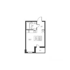 ЖК «Ермак», планировка студии, 25.20 м²