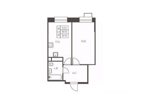 ЖК «Новая Ивантеевка», планировка 1-комнатной квартиры, 39.00 м²