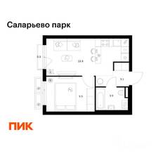ЖК «Саларьево парк», планировка 1-комнатной квартиры, 32.70 м²