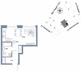 ЖК «Страна.Парковая», планировка студии, 29.79 м²