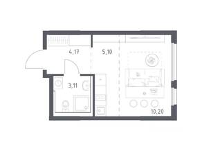 ЖК «Пригород Лесное», планировка студии, 22.58 м²