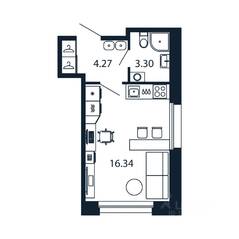 ЖК «Полис Новоселье», планировка студии, 23.70 м²