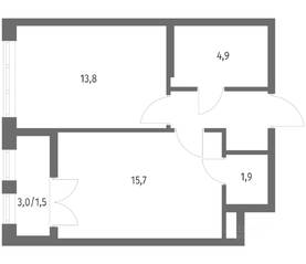 ЖК «NEWПИТЕР», планировка 1-комнатной квартиры, 41.80 м²