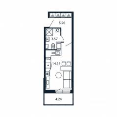 ЖК «Полис ЛАВрики», планировка студии, 23.30 м²